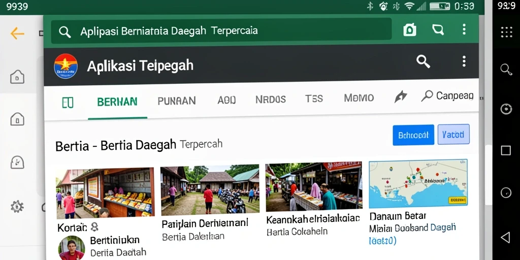Tampilan antarmuka aplikasi Berita Daerah 9939 yang informatif.