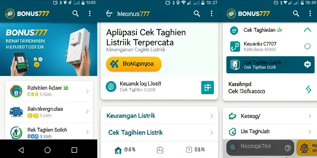 Tampilan antarmuka BONUS777 untuk cek tagihan listrik.