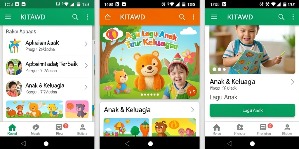 Antarmuka aplikasi KITAWD yang ceria dan menarik untuk anak-anak.