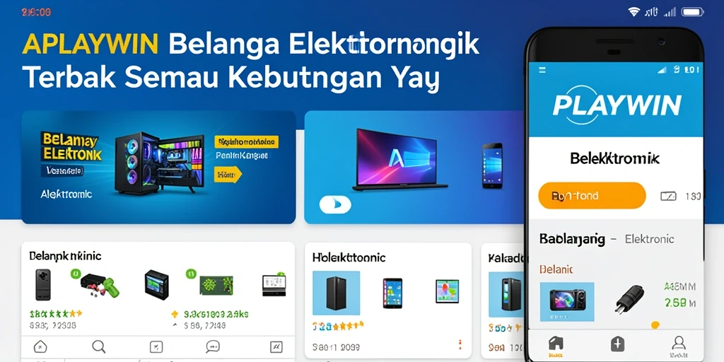 Tampilan antarmuka aplikasi PLAYWIN untuk belanja elektronik.